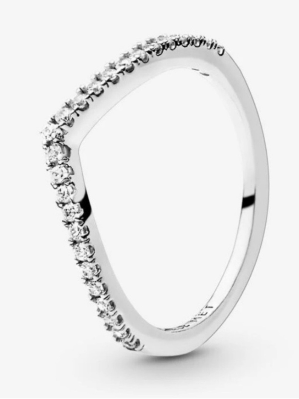 Pandora Sparkling Wishbone Ring Sz 8 Sterling Silver